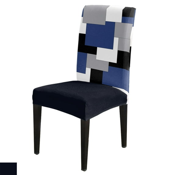 Chair Cover Navy Blue Black Grey Patchwork Abstract Art Dining Spandex Stretch Seat Covers Home Off