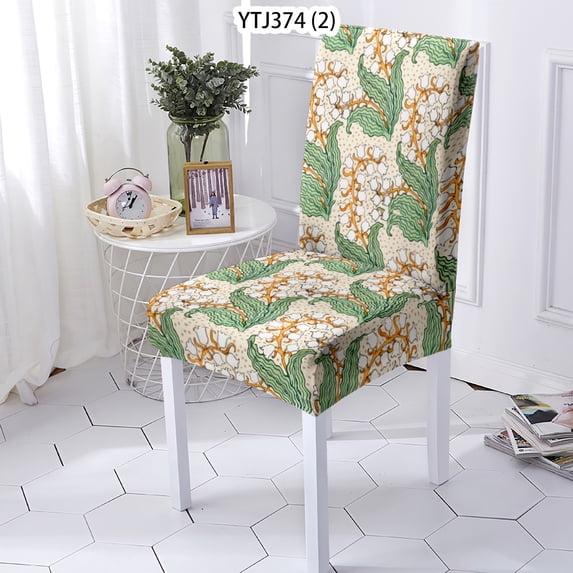 Chair Cover Pattern Background Dinner Room Anti-Dirty Seat Case Kitchen High Living Spandex Chair S