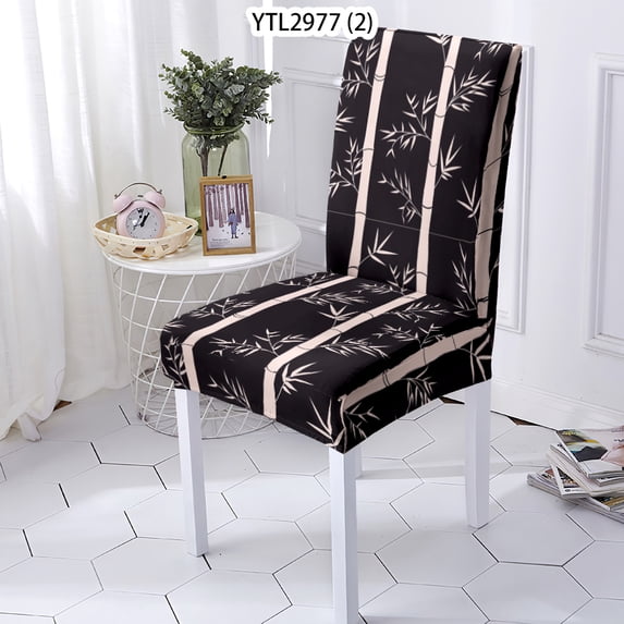 Chair Cover Plant Style Stretch Sliover Removable Elastic Dining Room s Bamboo Printing Anti-Dirty