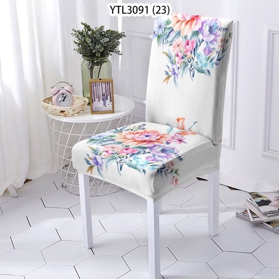 Chair Cover Plants Flowers White Chairs Kitchen Seat CaseSpandex Wedding Banquet s Home Office Ba