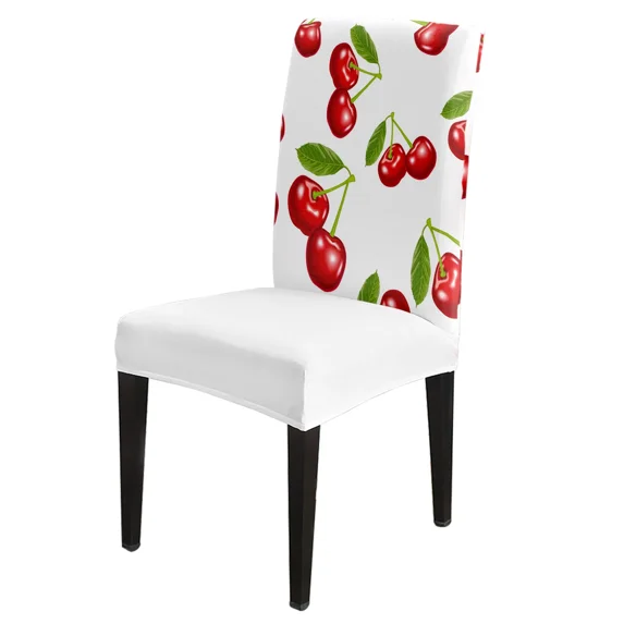 Chair Cover Red Cherry Fruit White Set Kitchen Dining Stretch Spandex Seat Slipcover for Banquet We