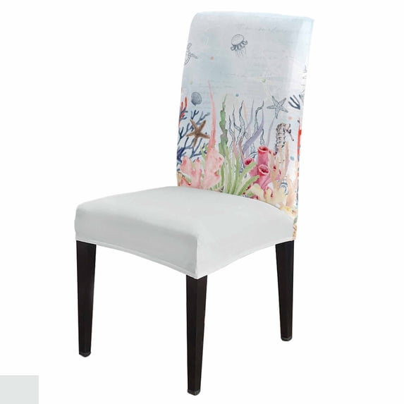 Chair Cover Summer Ocean Coral Shell Star Set Kitchen Stretch Spandex Seat Slipcover Home Dining Roo