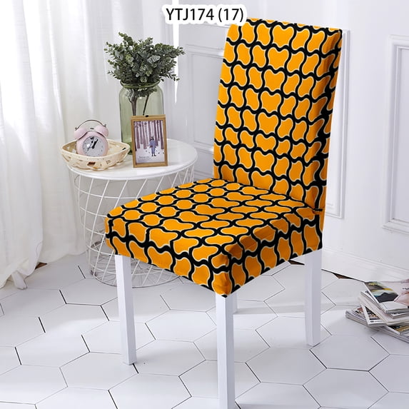 Chair Cover Geometric Line Elastic sMaterial Chaise Removable Seat Cover Stretch Dinner Room Anti