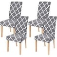 thumbnail image 1 of Chair Covers 4 Pack Gray Geometric Stretch Stretchable Washable Removable Parsons Chair Slipcover Protector for Kitchen Hotel Dining Wedding Party Restaurant, 1 of 6