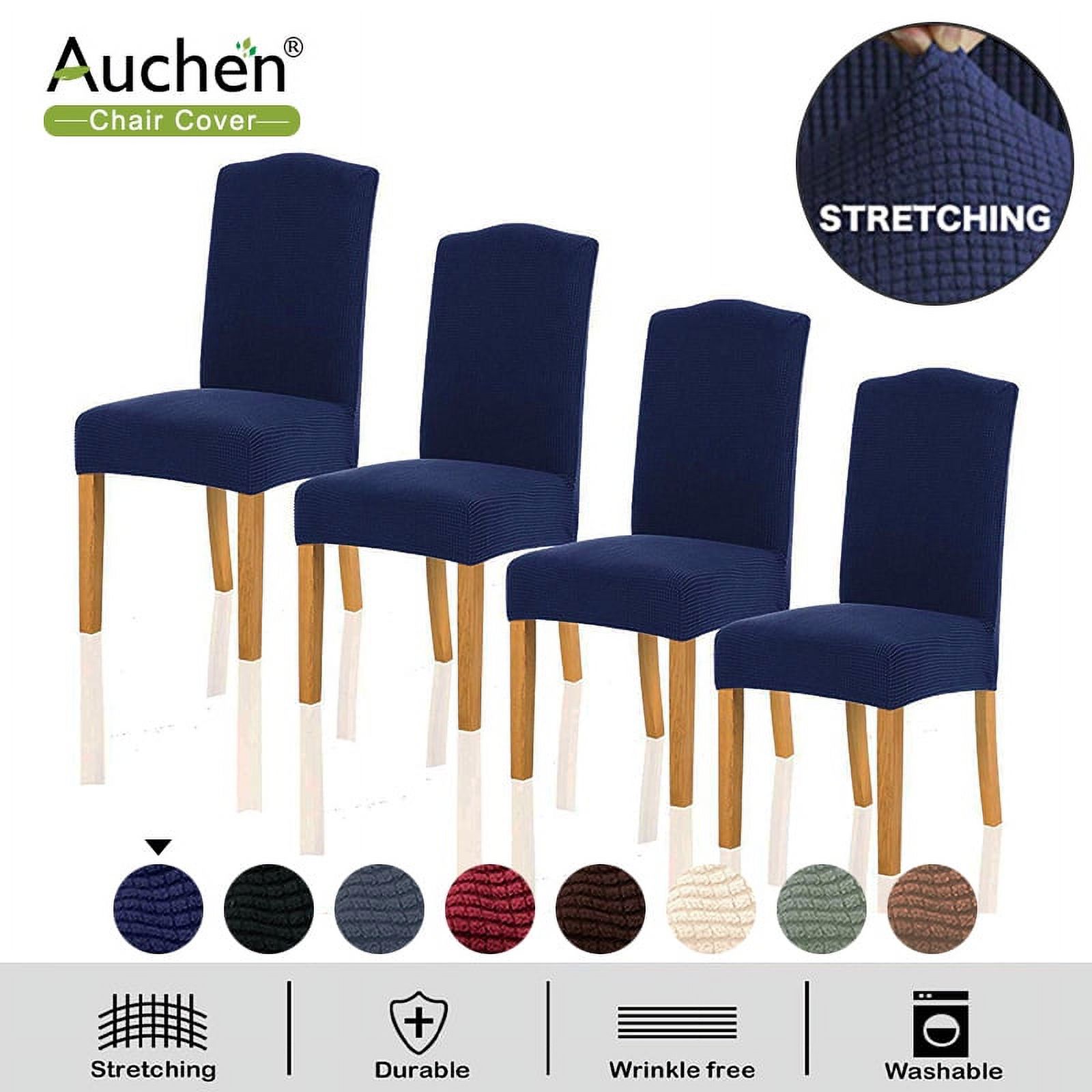 Chair Covers, AUCHEN High Stretch Dinner Chair Covers Set of 4, Stretch Furniture Protector Covers, Removable Washable Elastic Parsons Seat Case for Restaurant Hotel Ceremony (Navy) - image 1 of 6