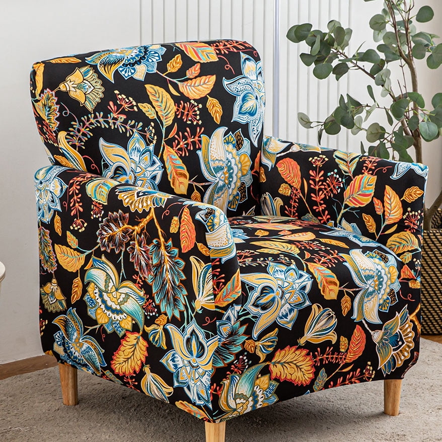 Chair Covers with Arms Stretch Mid Century Modern  Chair Slipcovers 1-Piece Printed Banquet Arm Chair Cover Couch Sofa Covers Protector for Living Room Office Hotel