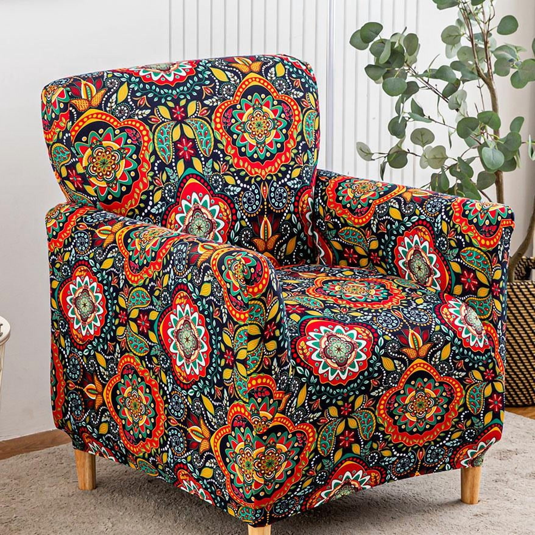 Chair Covers with Arms Stretch Mid Century Modern  Chair Slipcovers 1-Piece Printed Banquet Arm Chair Cover Couch Sofa Covers Protector for Living Room Office Hotel