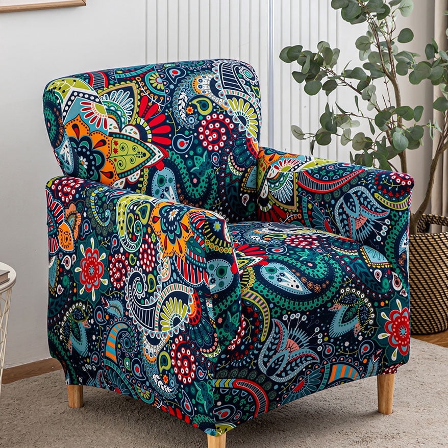 Chair Covers with Arms Stretch Mid Century Modern  Chair Slipcovers 1-Piece Printed Banquet Arm Chair Cover Couch Sofa Covers Protector for Living Room Office Hotel