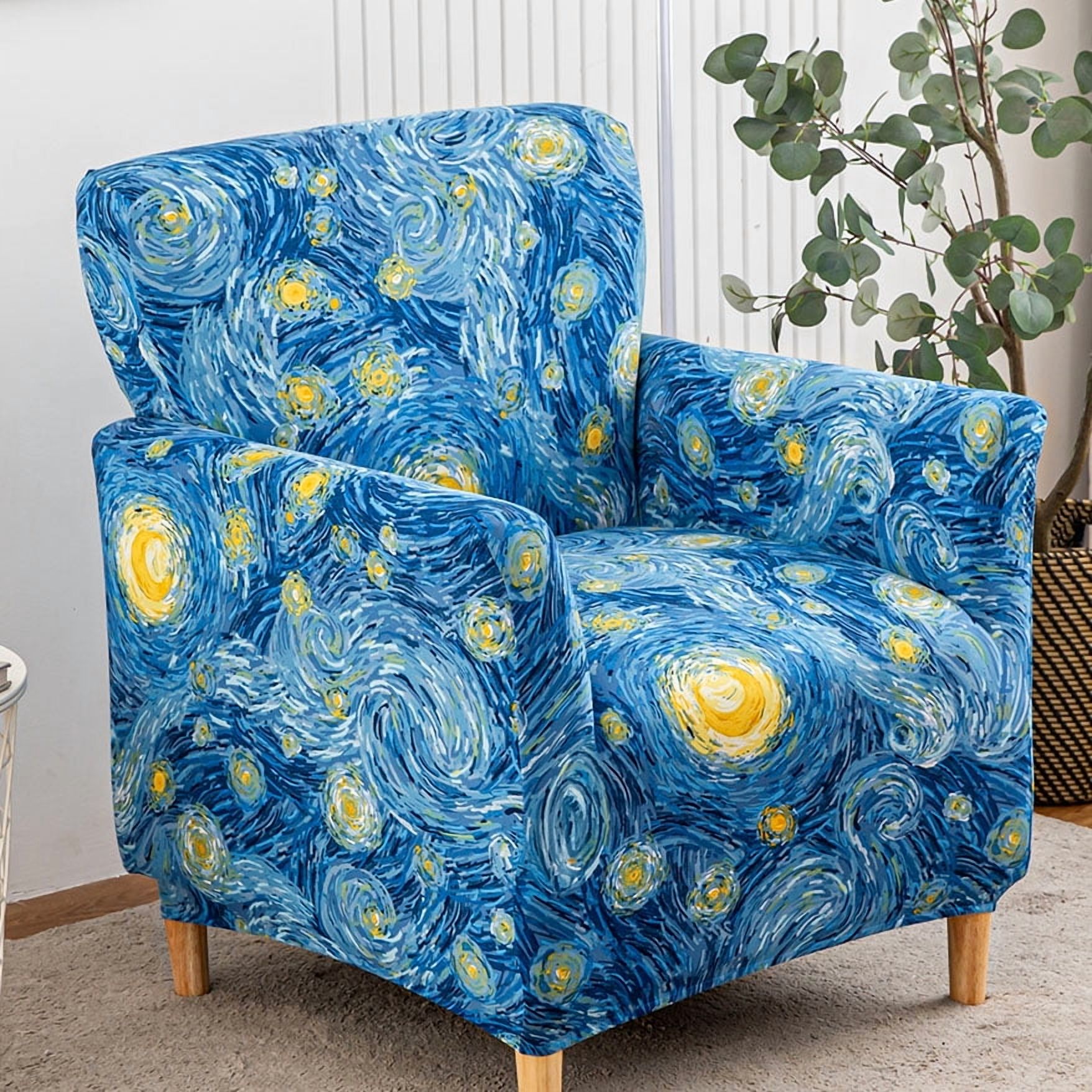 Chair Covers with Arms Stretch Mid Century Modern  Chair Slipcovers 1-Piece Printed Banquet Arm Chair Cover Couch Sofa Covers Protector for Living Room Office Hotel