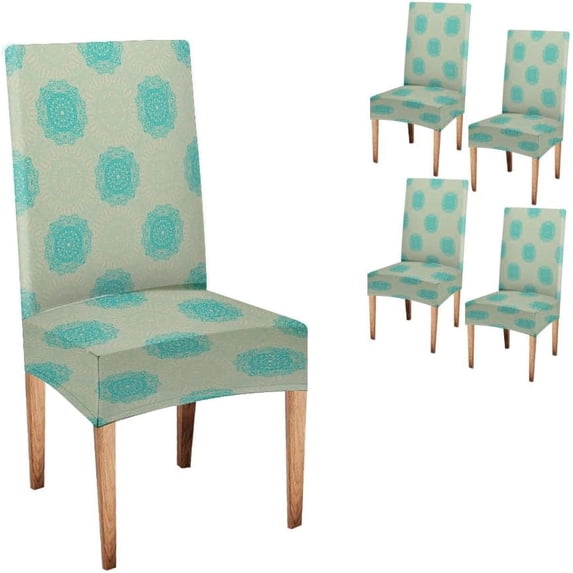 Chair Covers Damask Pattern Ethnic Textile Fabric Background Lacy Made Green Orient Texture Wallpaper Chair Cushion Covers for Dining Kitchen Restaurant Table