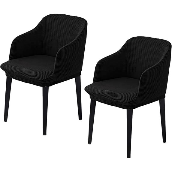 Chair Covers for Dining Chairs:Dining Chair Covers High Elastic Fabric and Anti-Wrinkle,forros para sillas de comedor,Chair Back Covers and Seat Covers for Chairs,Machine Washable,2Pcs (Black)