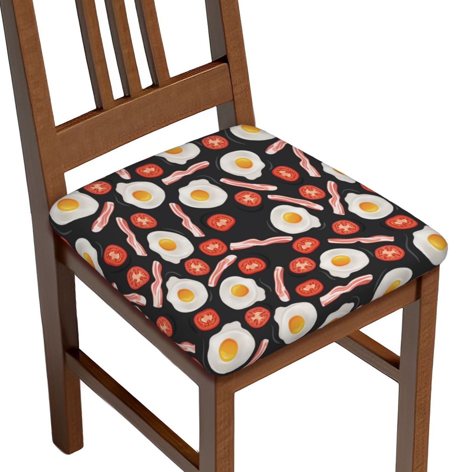 Chair Covers for Dining Chairs - Tomato Bacon Omelette Stretch Removable Seat Covers for Chairs ...