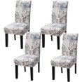 thumbnail image 1 of Chair Covers for Dining Room 4 Pack, Solid Stretch Dining Chair Covers, Washable Kitchen Slip Covers, Jacquard Parson Chair Covers Set of 4(Flower-White, 4 Pack), 1 of 6