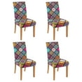 thumbnail image 1 of Chair Covers for Dining Room 4 Pack, Stretch Ethnic Boho Chic Chair Covers, Washable Polyester Kitchen Slipcovers, Removable Seat Protector for Home or Party, 1 of 4