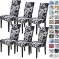 thumbnail image 1 of Chair Covers for Dining Room 6 Pack, Stretch Dining Chair Cover, Washable Spandex Kitchen Parsons Chair Slipcovers, Removable Seat Protector for Home or Party (Set of 6, Vintage Art), 1 of 6