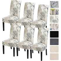 Chair Covers for Dining Room 6 Pack, Stretch Printed Kitchen Chair Covers Washable Spandex Parsons Chair Slipcovers Removable Seat Protector for Home, Restaurant, Ceremony (Floral Pattern)