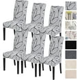 thumbnail image 1 of Chair Covers for Dining Room 6 Pack, Stretch Printed Kitchen Chair Covers Washable Spandex Parsons Chair Slipcovers Removable Seat Protector for Home, Restaurant, Ceremony (Black/White), 1 of 5