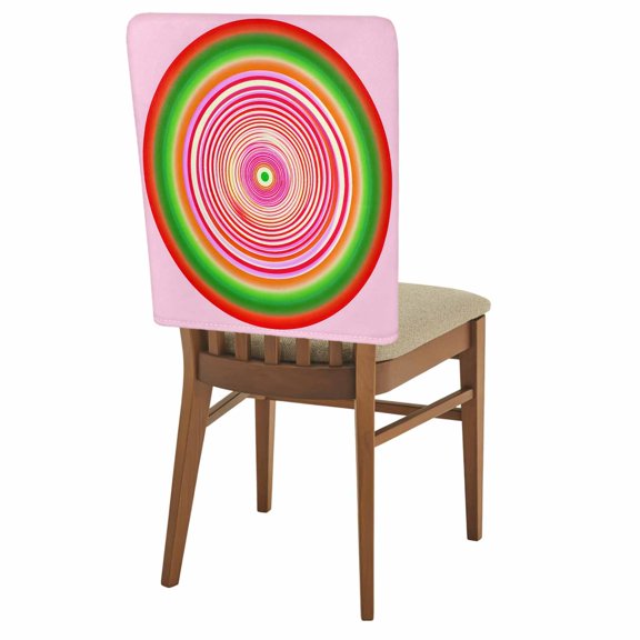 Chair Covers for Dining Room Abstract Rainbow Circle Set of 4 Removable Chair Back Covers Modern Art Pink Washable Chair Slipcovers Seat Protector for Party Wedding Kitchen Decorations