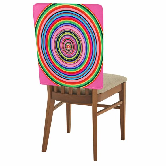 Chair Covers for Dining Room Abstract Rainbow Circle Set of 4 Removable Chair Back Covers Modern Art Washable Chair Slipcovers Seat Protector for Party Wedding Kitchen Decorations