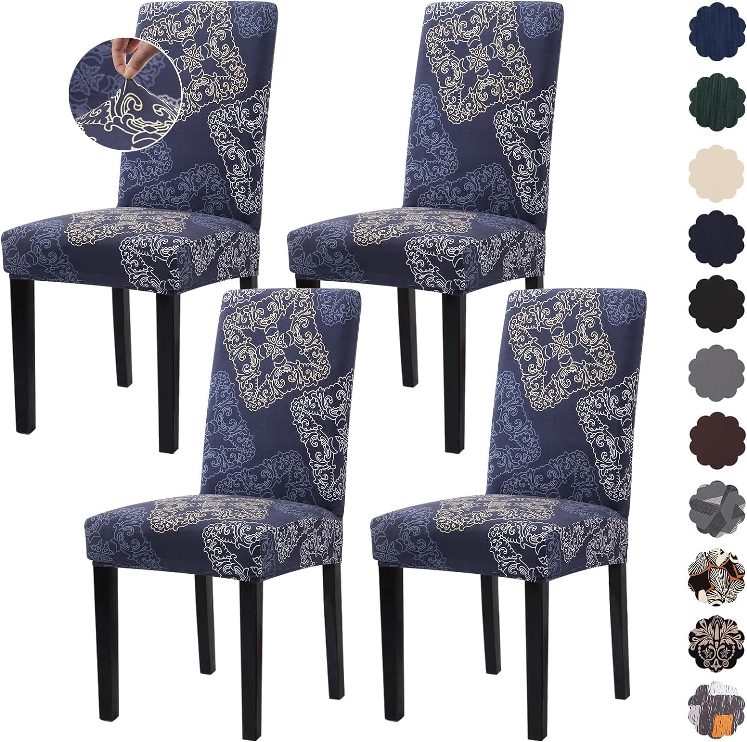 Chair Covers, Dining Room Chair Covers Stretch Chair Covers for Dining Room Set of 4,Dining ...