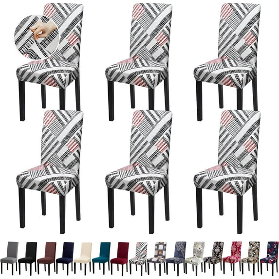 Chair Covers, Dining Room Chair Covers, Stretch Kitchen Chair Covers/Dining Room Chair Covers Set of 6, Removable Washable Dining Chair Slipcovers for Home, Hotel, Banquet