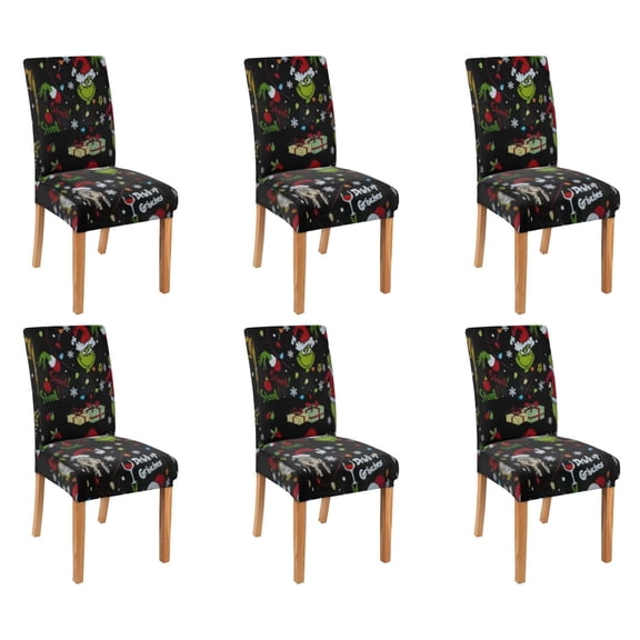 Chair Covers for Dining Room Chairs Stretch Printed Dining Chair Cover Set Of 6,Washable Elastic Kitchen Chair Slipcovers,Removable Seat Protector for Home or Party