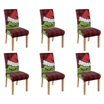 Chair Covers for Dining Room Chairs Stretch Christmas Printed Dining Chair Cover Set Of 6,Washable Elastic Christmas Kitchen Chair Slipcovers,Removable Seat Protector for Home or Party
