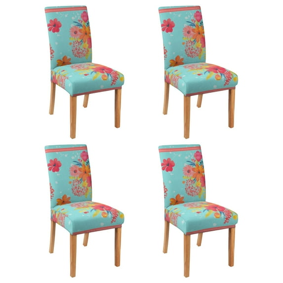 Chair Covers for Dining Room Chairs Stretch Printed Dining Chair Cover Set Of 4,Washable Elastic Pioneer Colorful Floral Kitchen Chair Slipcovers, Removable Seat Protector for Home or Party