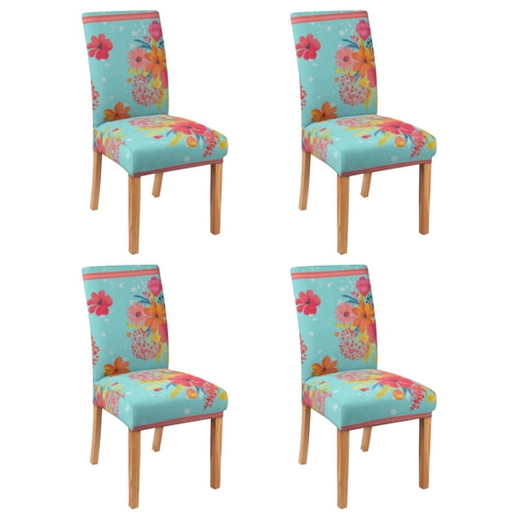 Chair Covers for Dining Room Chairs Stretch Printed Dining Chair Cover Set Of 4,Washable Elastic Pioneer Colorful Floral Kitchen Chair Slipcovers, Removable Seat Protector for Home or Party