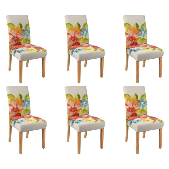 Chair Covers for Dining Room Chairs Stretch Printed Dining Chair Cover Set Of 6,Washable Elastic Pioneer Colorful Floral Kitchen Chair Slipcovers, Removable Seat Protector for Home or Party