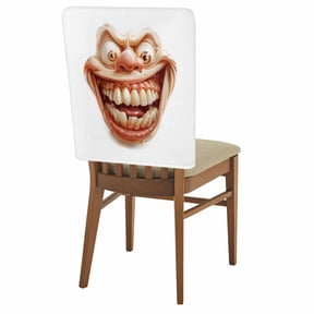 Chair Covers for Dining Room Funny Smiling Face Set of 4 Removable Chair Back Covers Humor Washable Chair Slipcovers Seat Protector for Party Wedding Kitchen Decorations