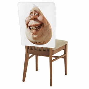 Chair Covers for Dining Room Humor Smiling Face Set of 4 Removable Chair Back Covers Funny Washable Chair Slipcovers Seat Protector for Party Wedding Kitchen Decorations