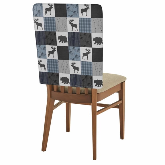 Chair Covers for Dining Room Retro Buffalo Check Set of 4 Removable Chair Back Covers Forest Bear Deer Washable Chair Slipcovers Seat Protector for Party Wedding Kitchen Decorations