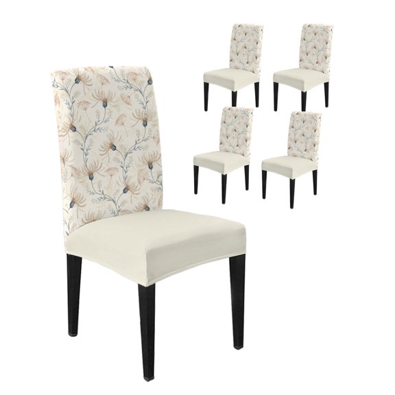 Chair Covers for Dining Room Set of 4,Abstract Flower Leaves Classical Floral Stretch Seat Protector Washable Removable Chairs Slipcovers for Kitchen Banquet Wedding Hotel Country Wildflower