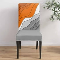 Chair Covers for Dining Room Set of 4,Abstract Orange Grey Gradient Stretch Seat Protector Removable Washable Chairs Slipcovers for Kitchen Banquet Wedding Hotel,Modern Geometric Lines