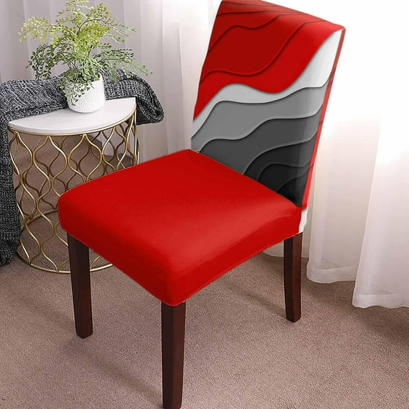 Chair Covers for Dining Room Set of 4,Abstract Orange Grey Gradient Stretch Seat Protector Removable Washable Chairs Slipcovers for Kitchen Banquet Wedding Hotel,Modern Geometric Lines