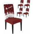 thumbnail image 1 of Chair Covers for Dining Room Set of 4,Christmas Tree Santa Claus Stretch Seat Protector Removable Washable Chairs Slipcovers for Kitchen Banquet Wedding Hotel,Reindeer Red Black Plaid, 1 of 6