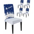 thumbnail image 1 of Chair Covers for Dining Room Set of 4,Christmas Tree Santa Claus Stretch Seat Protector Removable Washable Chairs Slipcovers for Kitchen Banquet Wedding Hotel,Reindeer Red Black Plaid, 1 of 6
