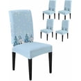 thumbnail image 1 of Chair Covers for Dining Room Set of 4,Christmas Trees Gnomes Stretch Seat Protector Removable Washable Chairs Slipcovers for Kitchen Banquet Wedding Hotel,Winter Snowflake on Blue, 1 of 6
