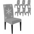 thumbnail image 1 of Chair Covers for Dining Room Set of 4,Christmas White Snowflakes Stretch Seat Protector Removable Washable Chairs Slipcovers for Kitchen Banquet Wedding Hotel,Winter Snow Seamless on Gray, 1 of 6