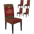 thumbnail image 1 of Chair Covers for Dining Room Set of 4,Merry Christmas Santa Bells Berry Stretch Seat Protector Removable Washable Chairs Slipcovers for Kitchen Banquet Wedding Hotel,Xmas Tree Branches on Red, 1 of 6