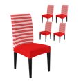 Red Dining Set Chair Covers for Dining Room Set of 4,Modern Red Dots Stripes Stretch ...