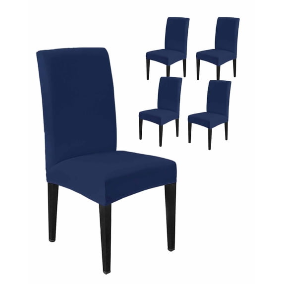 Chair Covers for Dining Room Set of 4,Modern Solid Color Navy Blue ...