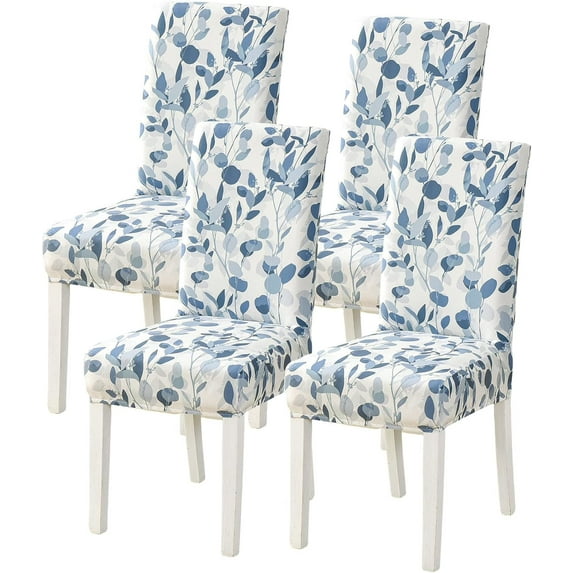 Chair Covers for Dining Room Set of 4, Printed Stretch Spandex Dining Chair Covers, Washable Removable Parsons Chair Slipcovers Protector for Dining Room, Kitchen, Hotel (4PCS, Flower)