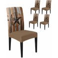 thumbnail image 1 of Chair Covers for Dining Room Set of 4,Retro Western Star Stretch Seat Protector Removable Washable Chairs Slipcovers for Kitchen Banquet Wedding Hotel,Rustic Vintage Wood Board, 1 of 6