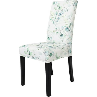 Chair Covers for Dining Room Set of 4, Spandex Stretch Dining Room Chair Cover, Removable Washable Kitchen Parsons Chair Covers Seat Slipcovers, Green Floral