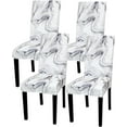 thumbnail image 1 of Chair Covers for Dining Room Set of 4, Spandex Stretch Dining Room Chair Cover, Removable Washable Kitchen Parsons Chair Covers Seat Slipcovers, Grey Marble, 1 of 6