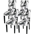 thumbnail image 1 of Chair Covers for Dining Room Set of 4, Spandex Stretch Dining Room Chair Cover, Removable Washable Kitchen Parsons Chair Covers Seat Slipcovers, Black Marble, 1 of 6