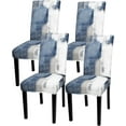 thumbnail image 1 of Chair Covers for Dining Room Set of 4, Spandex Stretch Dining Room Chair Cover, Removable Washable Kitchen Parsons Chair Covers Seat Slipcovers, Blue, Grey, 1 of 6