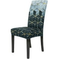 thumbnail image 1 of Chair Covers for Dining Room Set of 4, Spandex Stretch Dining Room Chair Cover, Removable Washable Kitchen Parsons Chair Covers Seat Slipcovers, Navy Cubes, 1 of 6